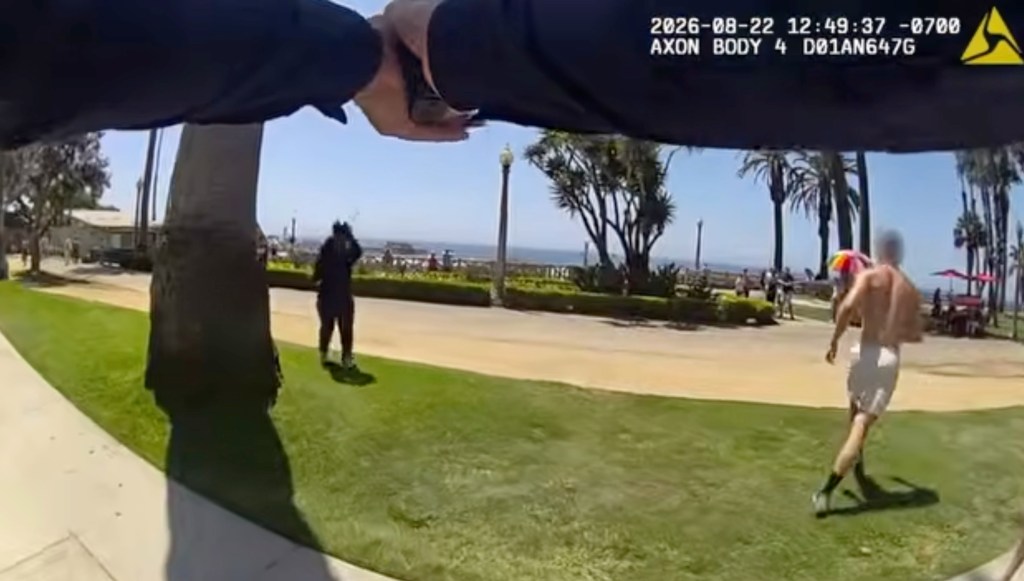 Chilling bodycam footage shows knife-wielding madman charge at police in Santa Monica