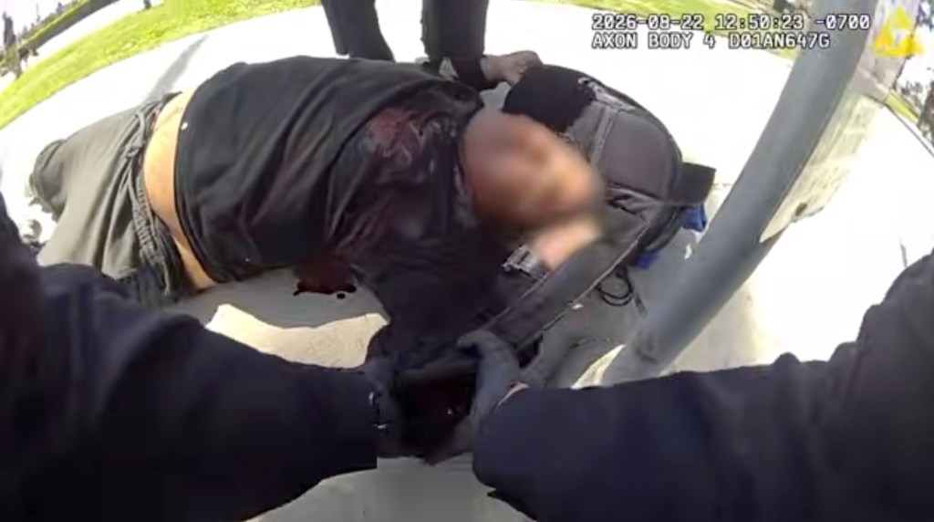 Chilling bodycam footage shows knife-wielding madman charge at police in Santa Monica