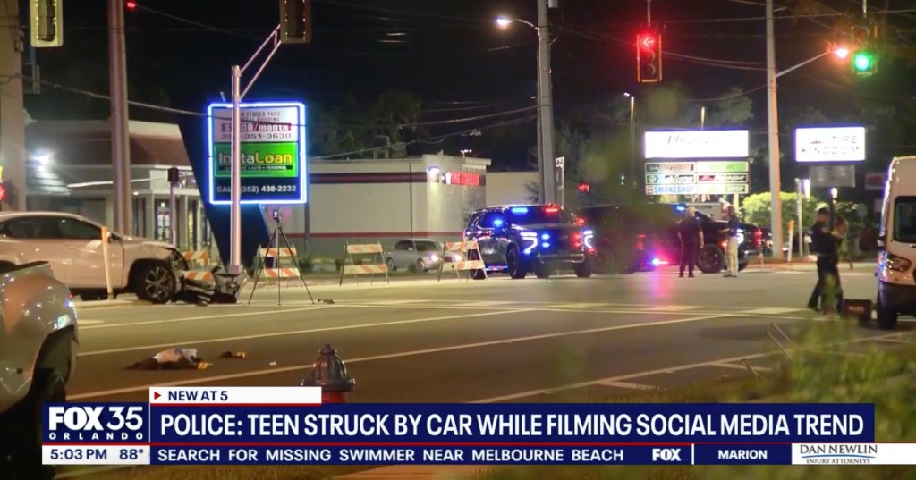 Florida teen getting haircut in middle of road for TikTok video seriously injured when pickup involved in crash strikes him