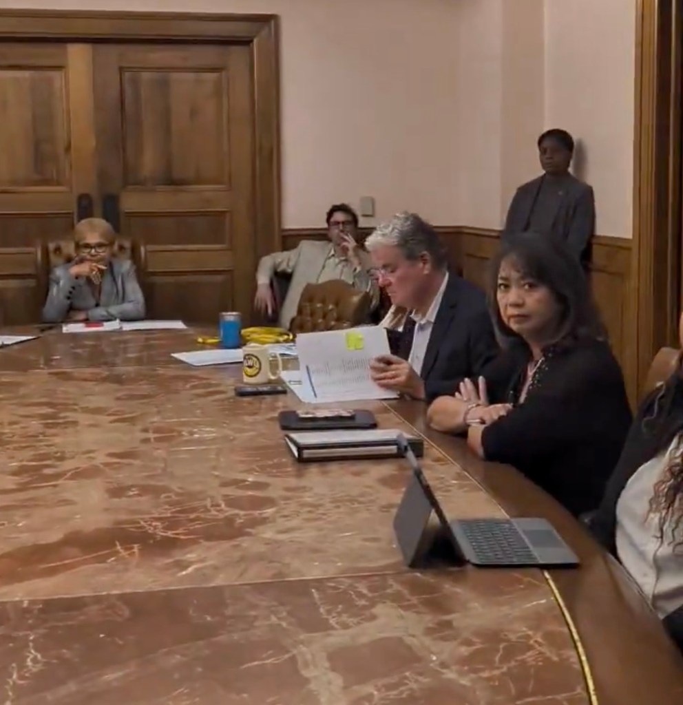 Wild moment LA gadfly storms City Hall meeting and humiliates Karen Bass in front of stunned councilors