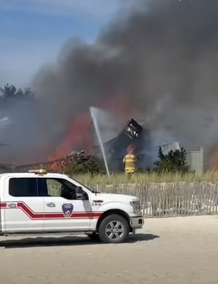 Beachfront Fire Island home reduced to rubble by raging caught-on-camera inferno