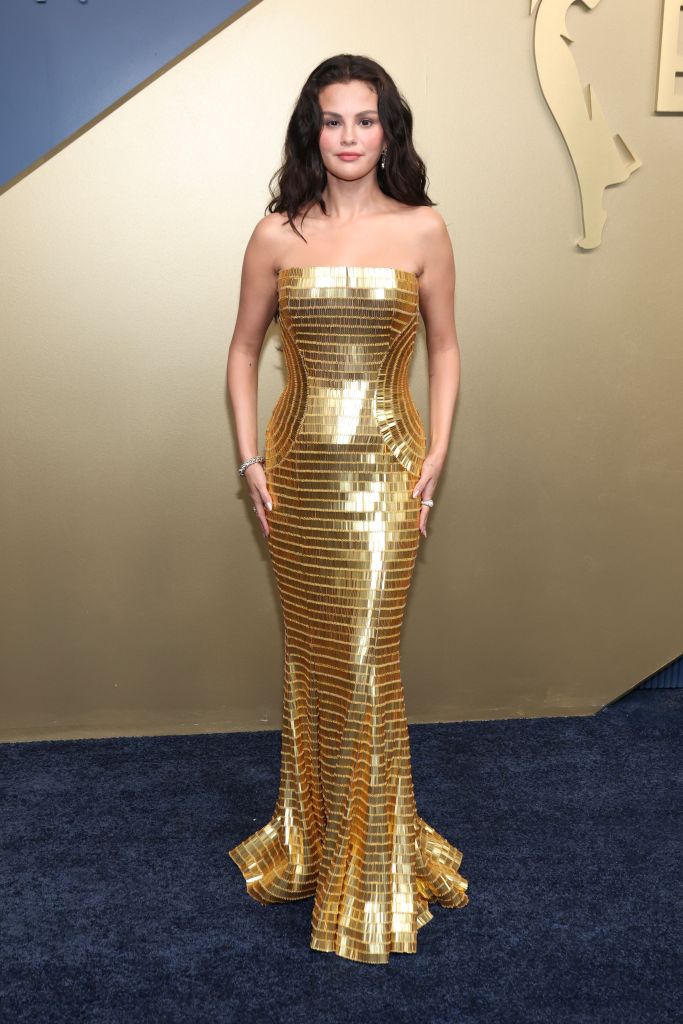 Selena Gomez goes for gold on the Emmys 2026 red carpet