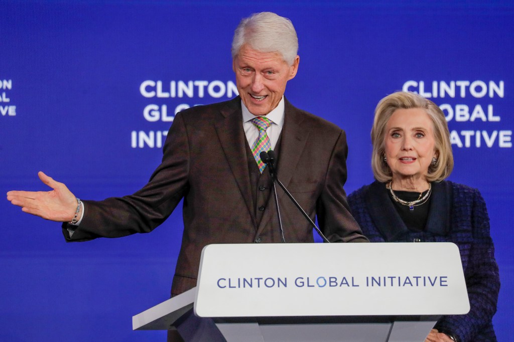 Prince Harry returns to the US to cozy up the Clintons and warn of AI — only to be forced offstage