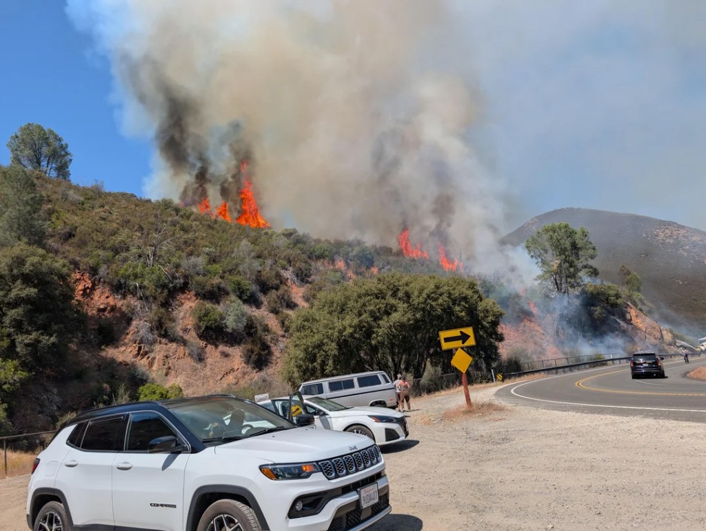 Colorado Fire sparked by truck flipping near Yosemite as heart-stopping dashcam emerges