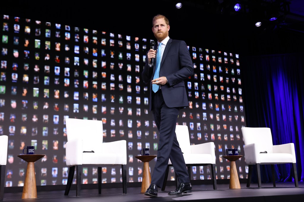 Prince Harry returns to the US to cozy up the Clintons and warn of AI — only to be forced offstage