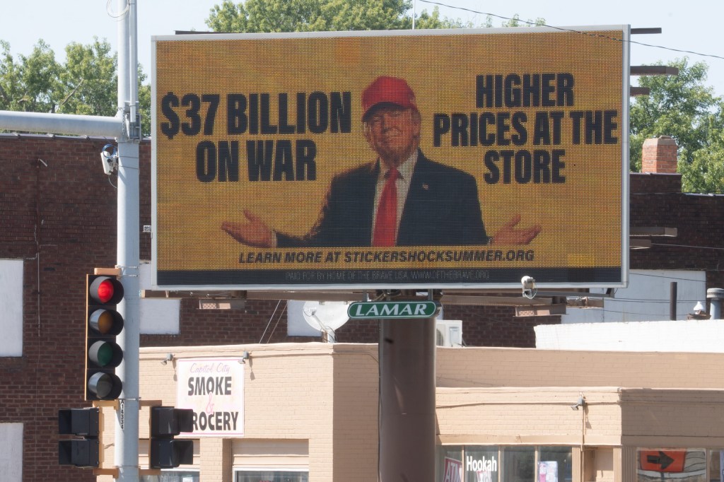 Trump ‘I did that’ stickers pop up on gas pumps, four years after Biden got the same treatment