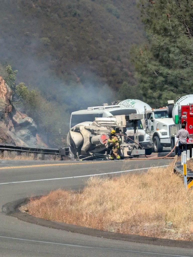 Colorado Fire sparked by truck flipping near Yosemite as heart-stopping dashcam emerges