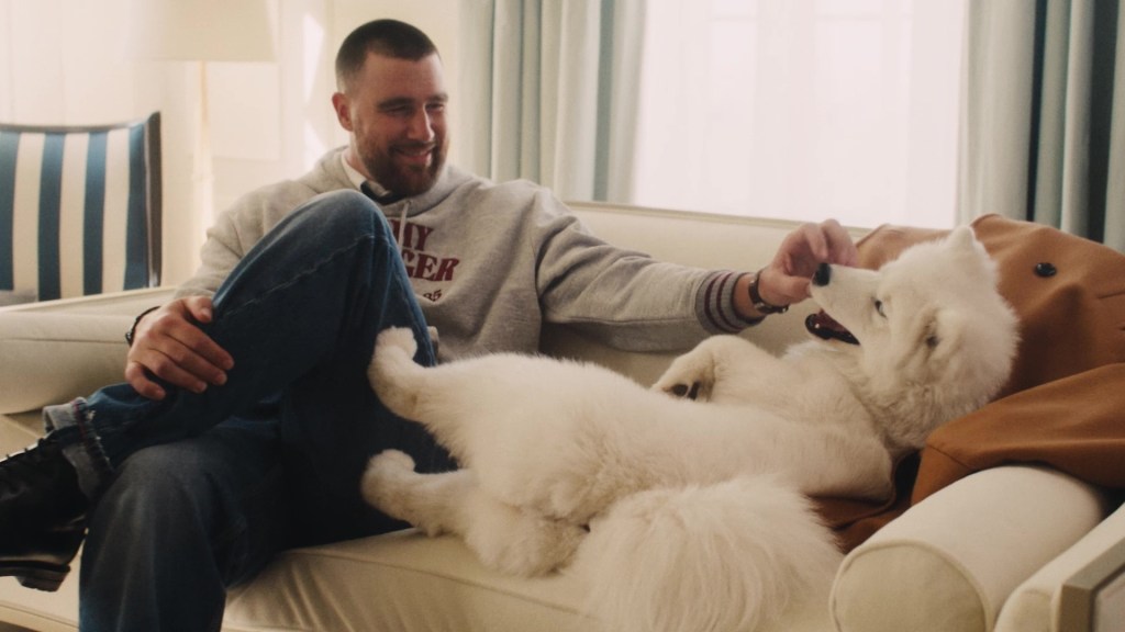Travis Kelce and Taylor Swift’s dog makes fashion debut alongside tight end in Tommy Hilfiger campaign