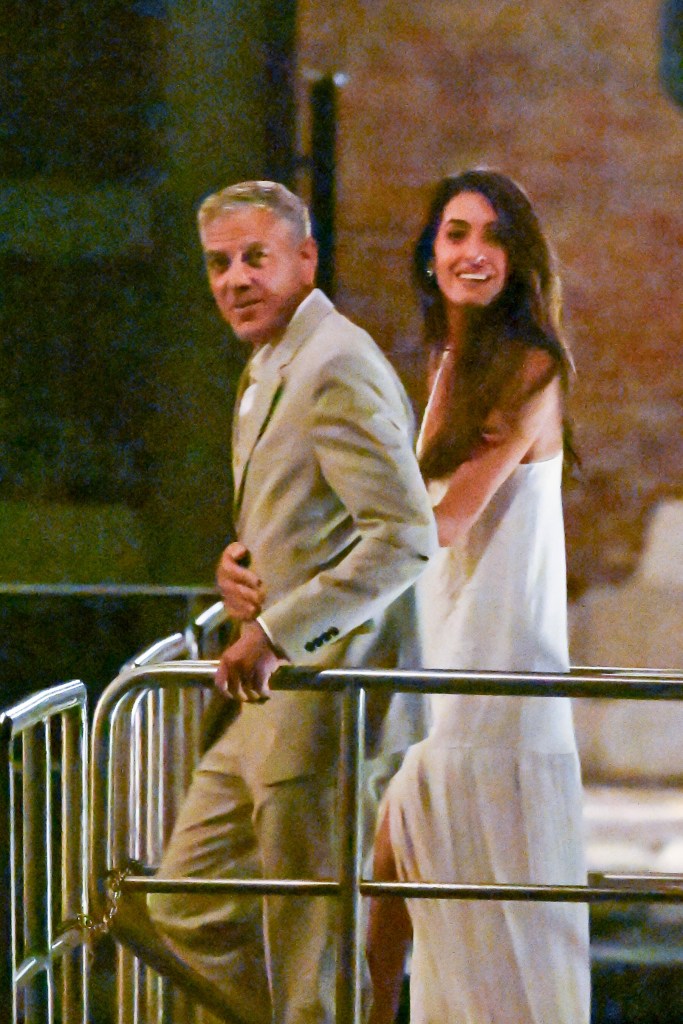 Amal Clooney visits Venice wedding venue in bridal white ahead of 12-year anniversary