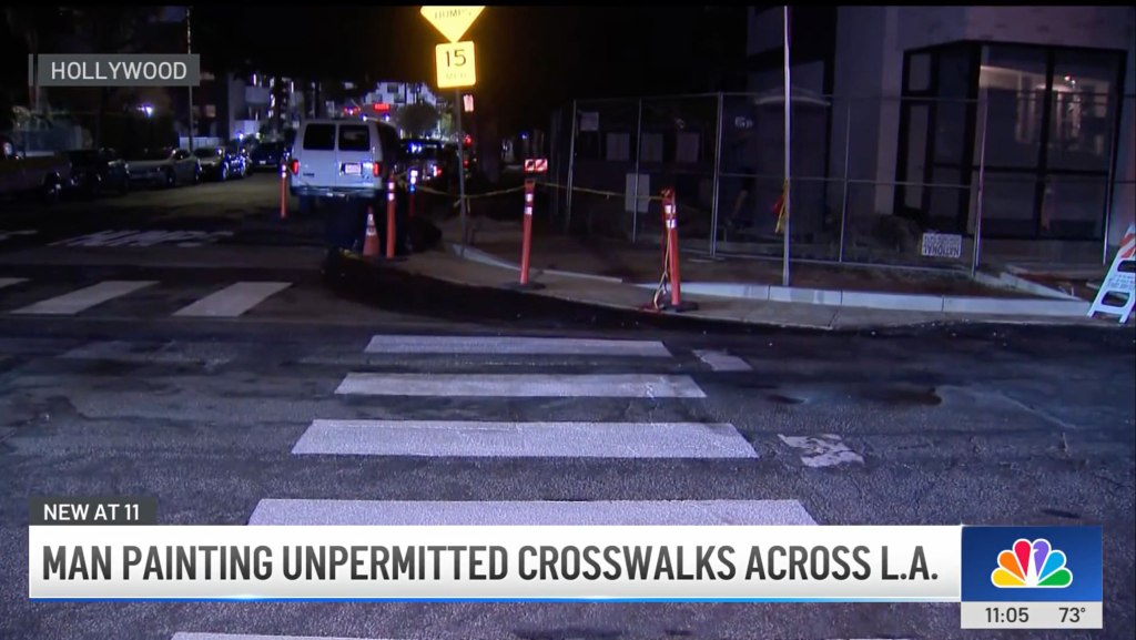 Vigilante paints crosswalk across Hollywood intersection after LA city refused to act