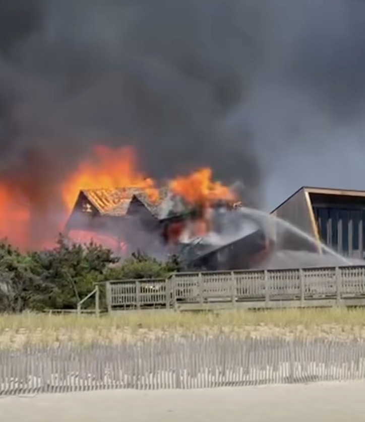 Beachfront Fire Island home reduced to rubble by raging caught-on-camera inferno