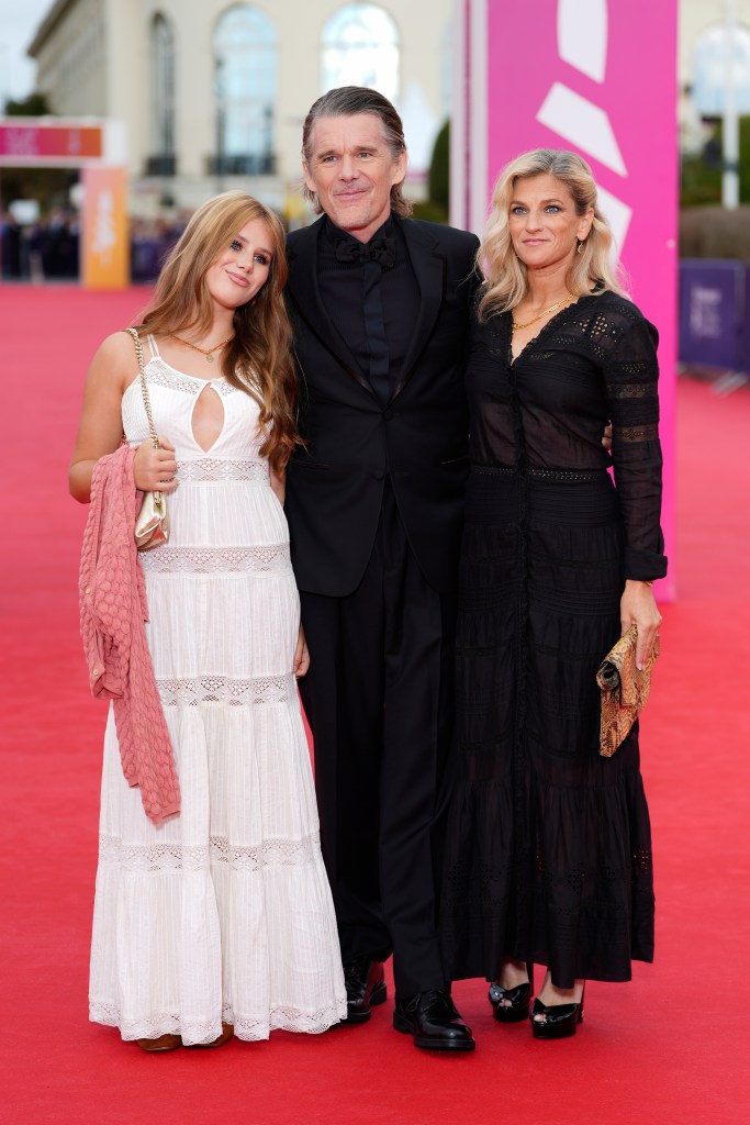 Ethan Hawke makes rare appearance with wife Ryan and teen daughter Indiana