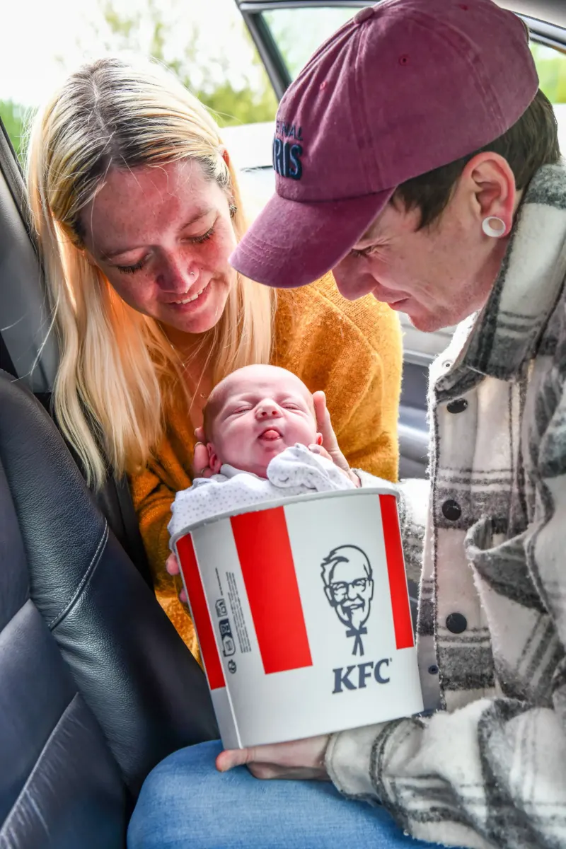 Woman gives birth to baby boy in KFC car park and gives him a very fitting nickname