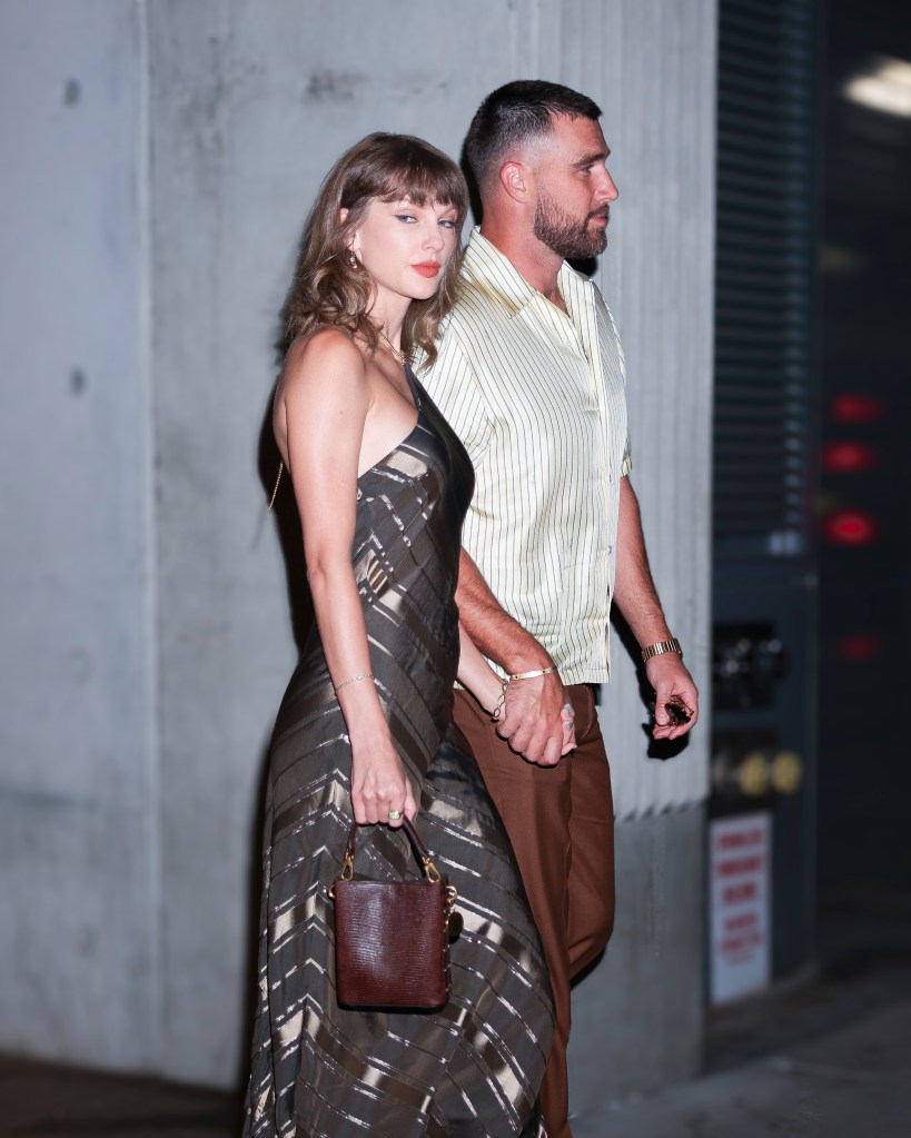 Taylor Swift and Travis Kelce match in silky stripes for NYC date night