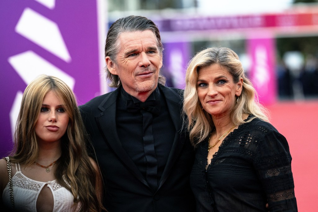 Ethan Hawke makes rare appearance with wife Ryan and teen daughter Indiana