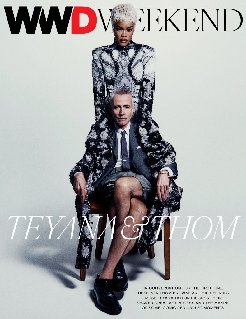 Teyana Taylor covers WWD Weekend in sparkling, surreal Thom Browne gown with impossibly long sleeves