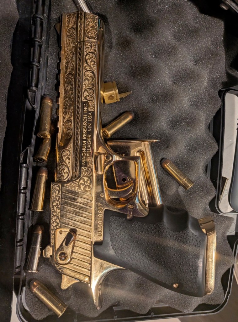 Golden gun, 42kg of fentanyl and an alligator in a tiny tank found in luxury LA apartment