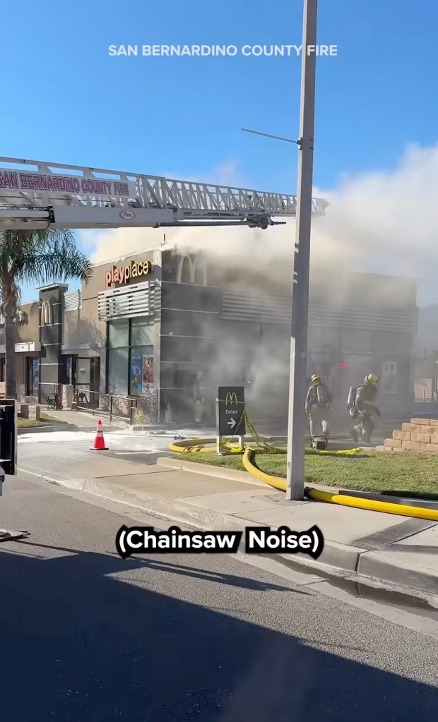 Dramatic moment SoCal McDonald’s bursts into flames as smoke pours from restaurant’s indoor playground