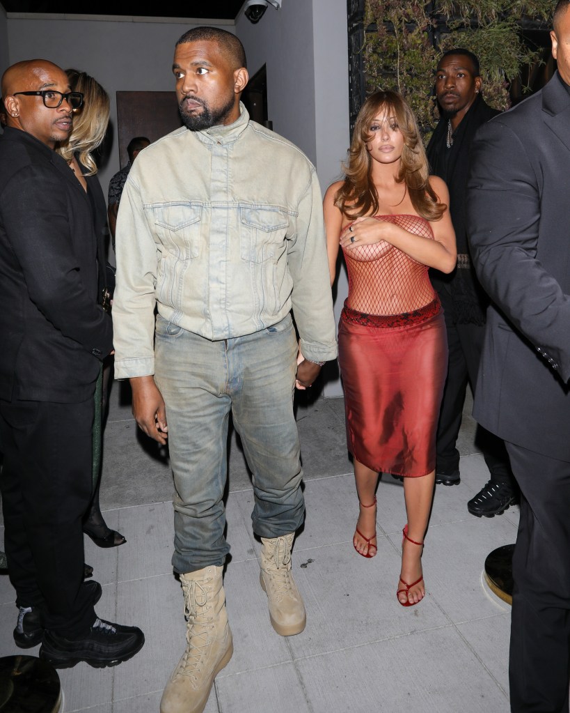 Bianca Censori steps out in fishnet bodysuit with husband Kanye West
