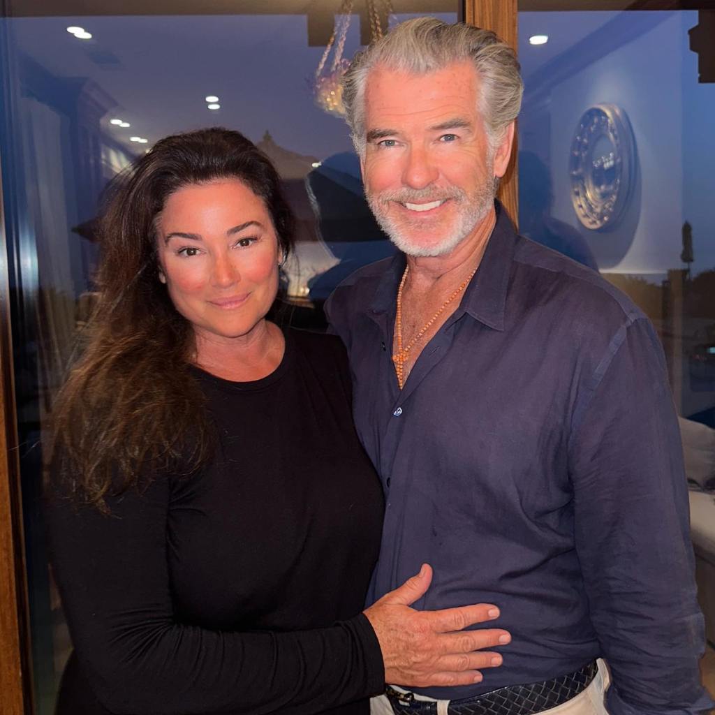 Pierce Brosnan’s wife, Keely Shaye Smith, stuns in satin dress in rare family pic at mom’s 82nd birthday
