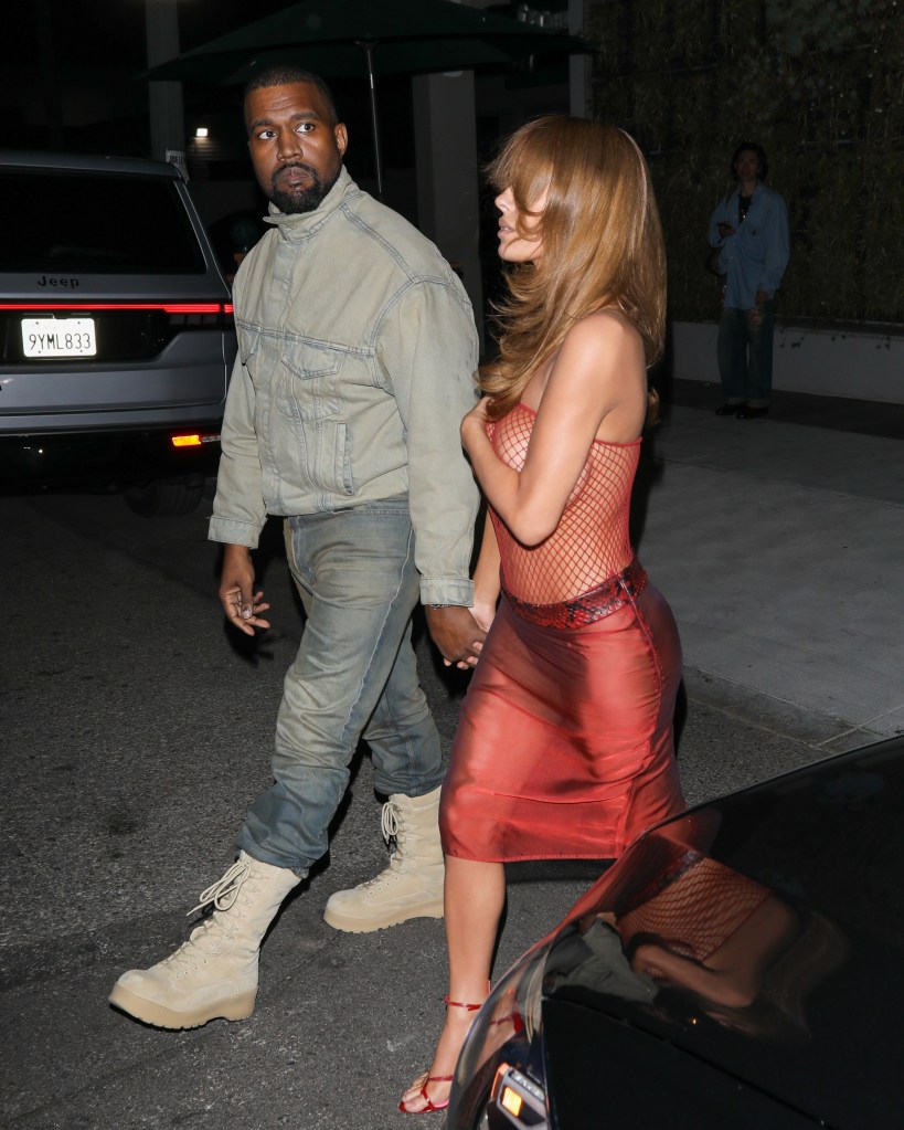 Bianca Censori steps out in fishnet bodysuit with husband Kanye West