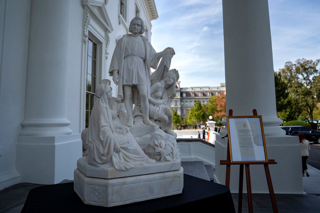 Trump ‘resurrects’ Christopher Columbus with new statue, blasts ‘radical left communists’ who tried to cancel explorer