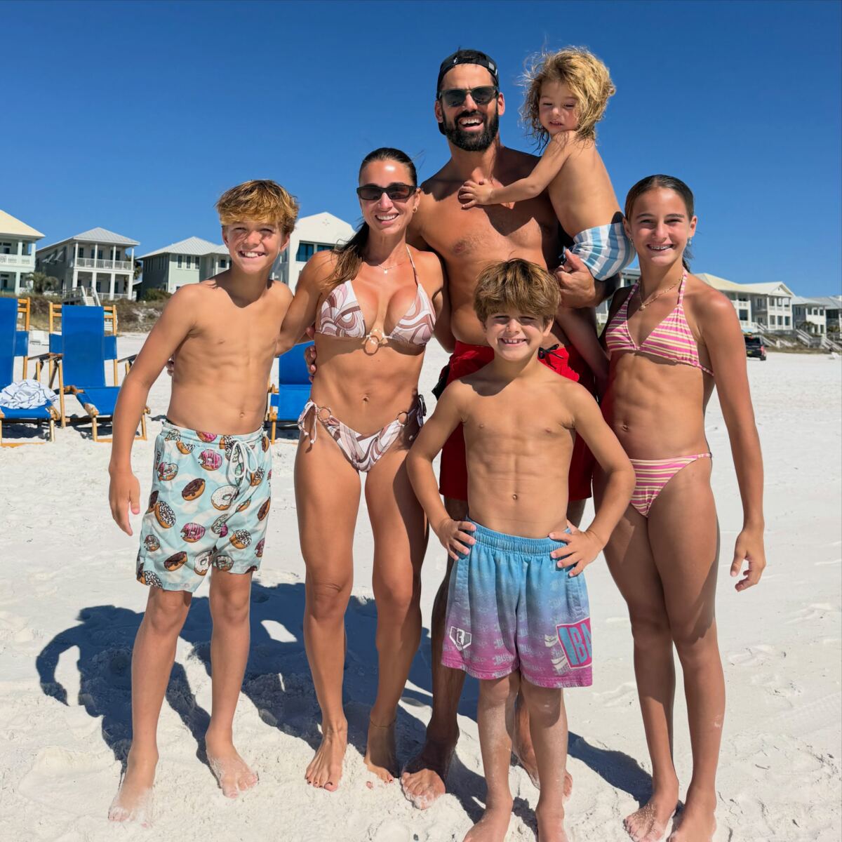 Jessie James Decker and Eric’s kids flaunt matching ‘washboard’ abs in beach photos
