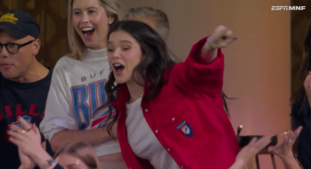 Hailee Steinfeld’s fired-up Josh Allen celebration caught on ‘MNF’ before ducking from spotlight