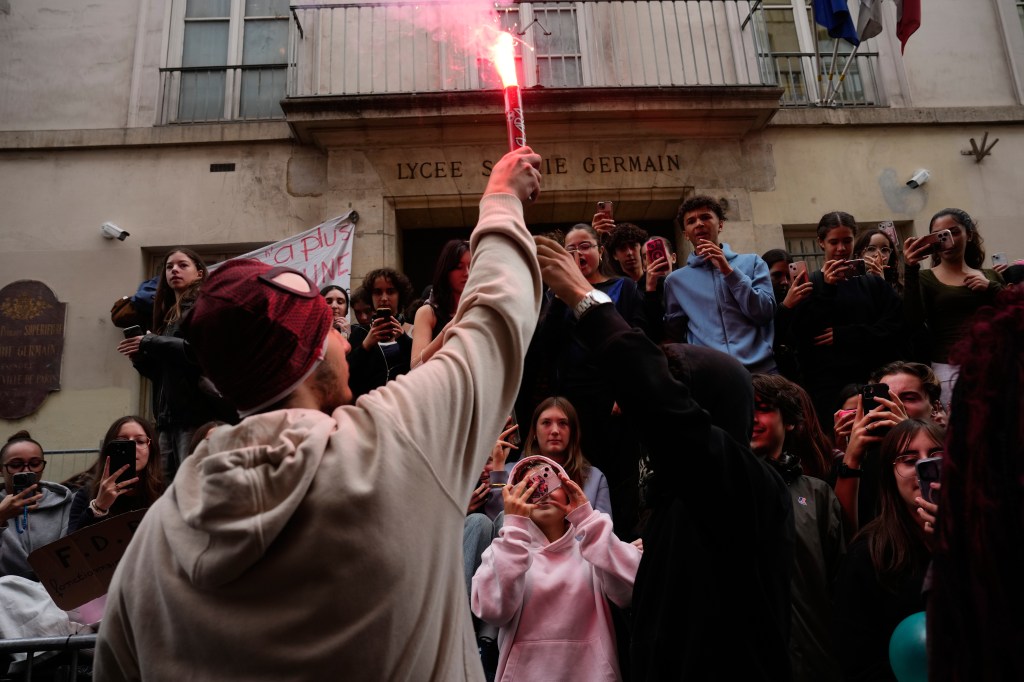 One-year-old baby struck by fireworks in violent student protests raging across France