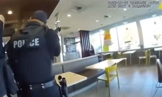 Moment California McDonald’s worker is gunned down inside store after shooting female colleague