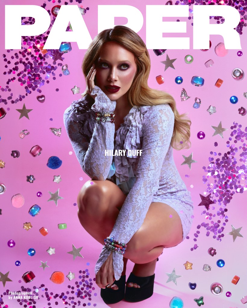 Hilary Duff sparkles with bedazzled eyebrows during dreamy Paper mag photo shoot