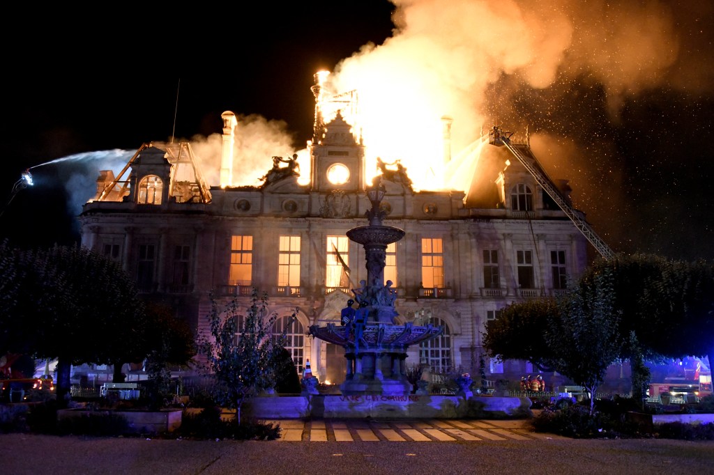 French rioters set fire to historic Limoges Town Hall as far-left demonstrations spiral out of control