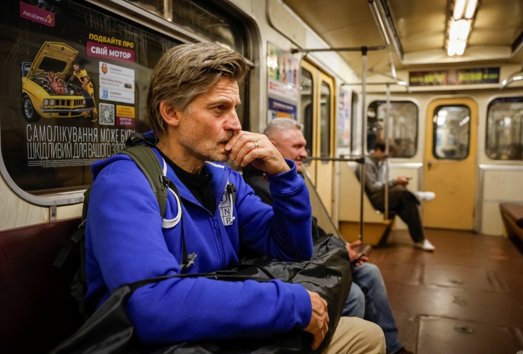 ‘Game of Thrones’ star Nikolaj Coster-Waldau pictured hiding in Ukraine metro station amid Russian air raid threat