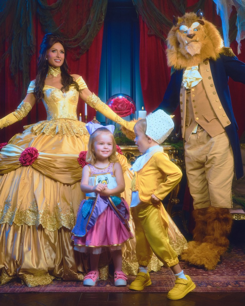 Paris Hilton gets the princess treatment in family Halloween shoot with her husband and kids