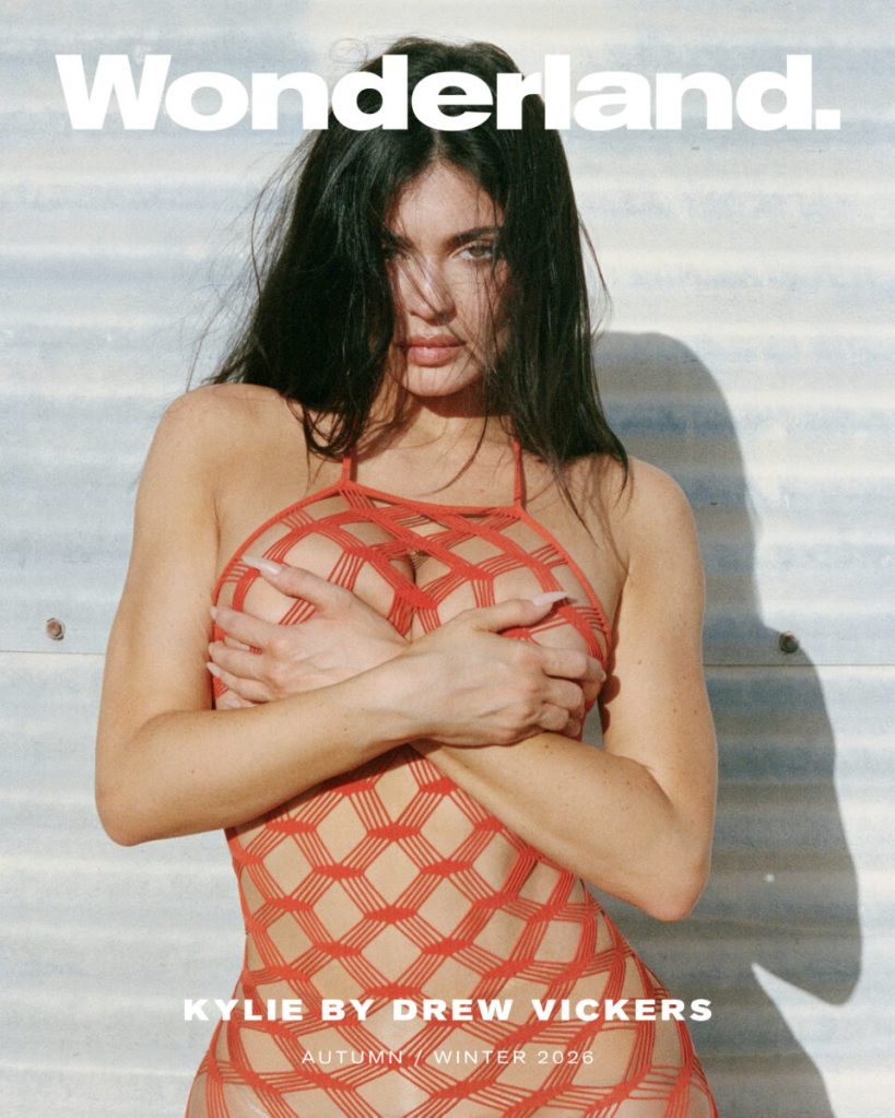 Hole-y moly: Kylie Jenner wears nothing but a fishnet stocking dress for magazine cover