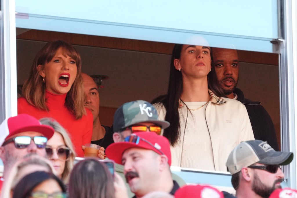 Taylor Swift hangs with Caitlin Clark, Este Haim as husband Travis Kelce’s Chiefs take on Chargers