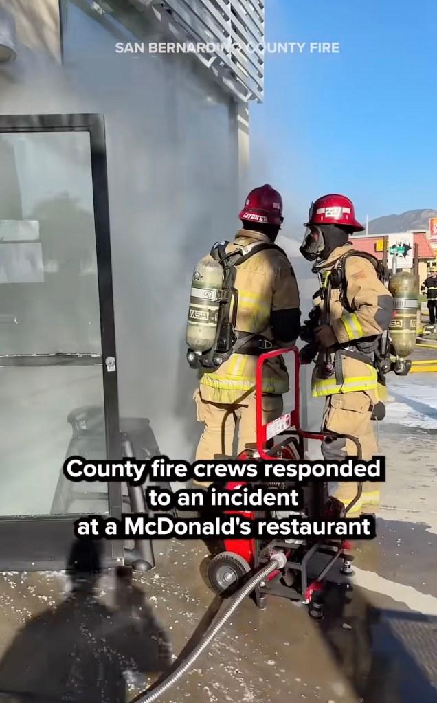 Dramatic moment SoCal McDonald’s bursts into flames as smoke pours from restaurant’s indoor playground