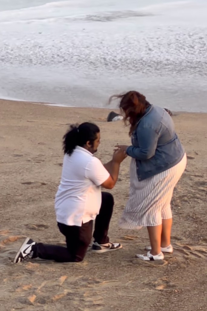 California couple brings social media to tears after actress secretly records their Malibu beach engagement