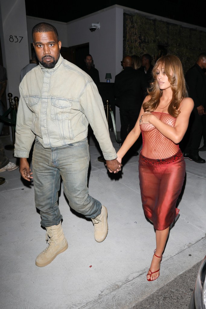 Bianca Censori steps out in fishnet bodysuit with husband Kanye West