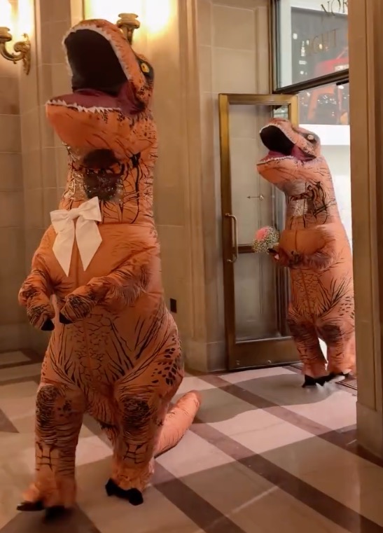 California city hall goes jurassic with dino wedding ceremony