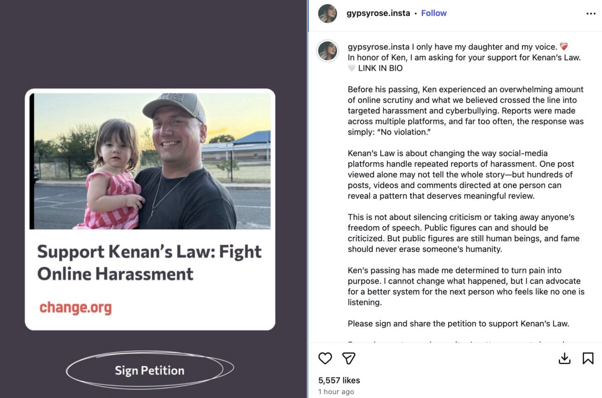 Gypsy Rose Blanchard urges fans to sign online harassment petition honoring late fiancé Ken Urker: ‘Pain into purpose’