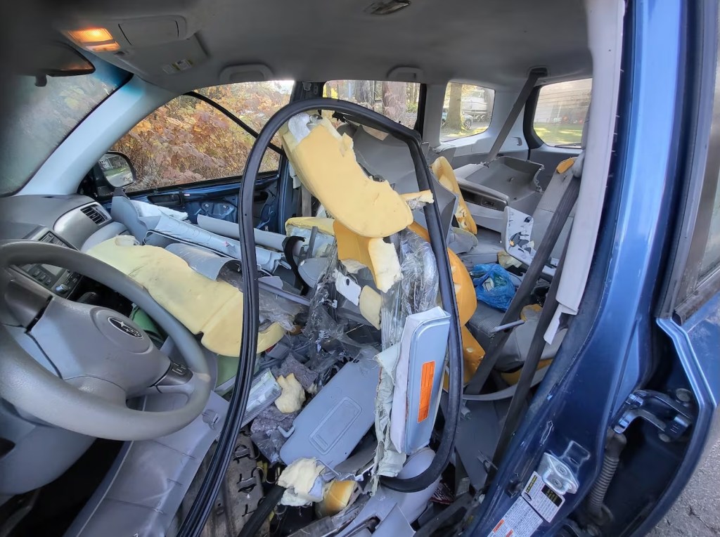 Black bear shreds car to pieces after getting locked inside: ‘Fighting pretty good’