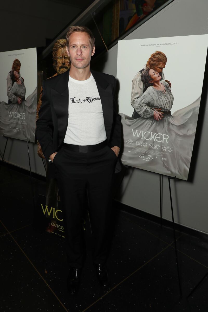Alexander Skarsgård raises eyebrows with ‘Lick My Worm’ T-shirt at ‘Wicker’ screening