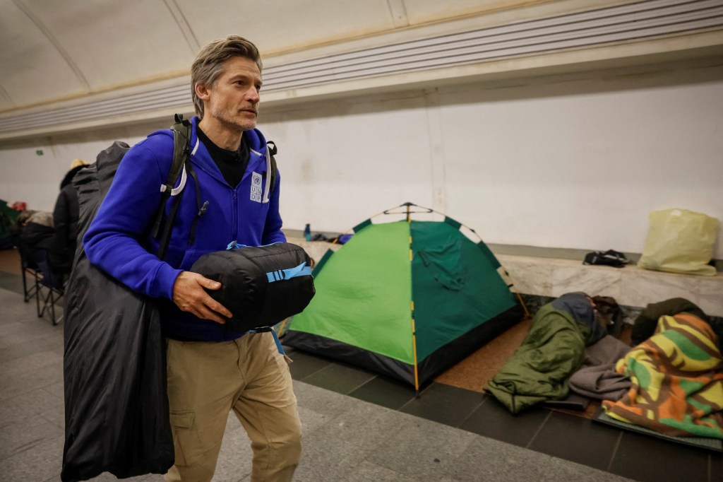 ‘Game of Thrones’ star Nikolaj Coster-Waldau pictured hiding in Ukraine metro station amid Russian air raid threat