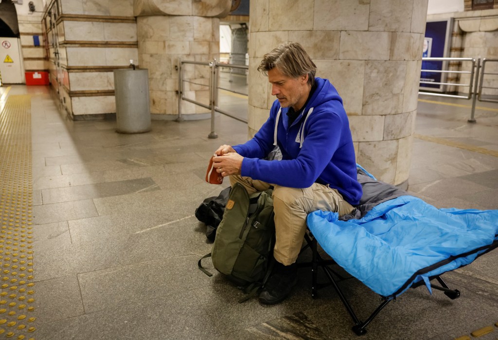 ‘Game of Thrones’ star Nikolaj Coster-Waldau pictured hiding in Ukraine metro station amid Russian air raid threat