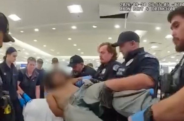 Shirtless burglar hiding in ceiling of Macy’s store dramatically falls from overhead space: shocking video